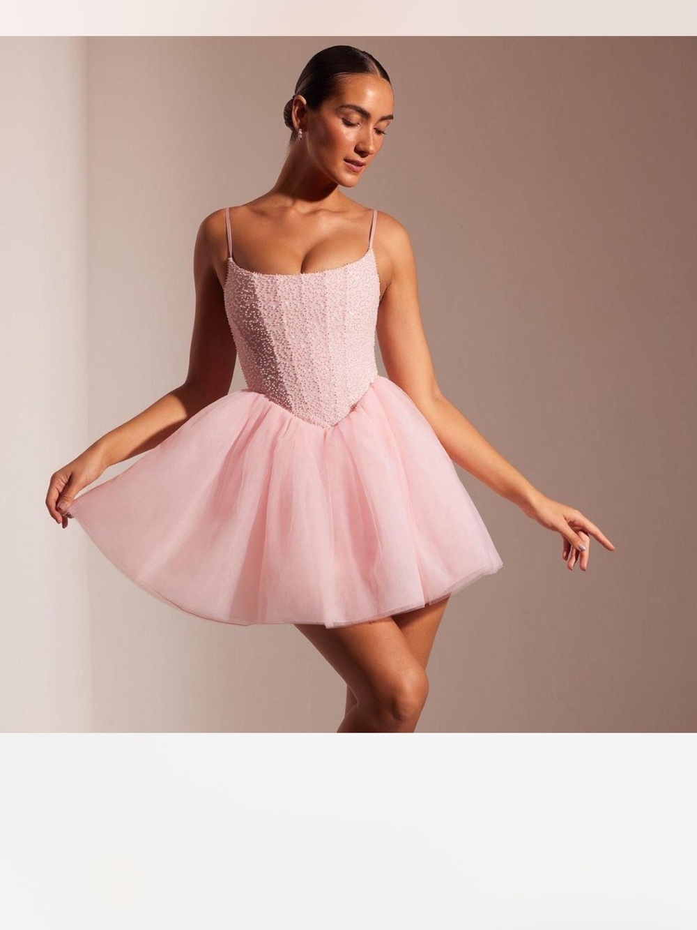 Oh Polly Embellished Corset Tulle dress pink 💖